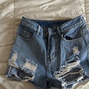 SHEIN Ripped Blue Jean Shorts